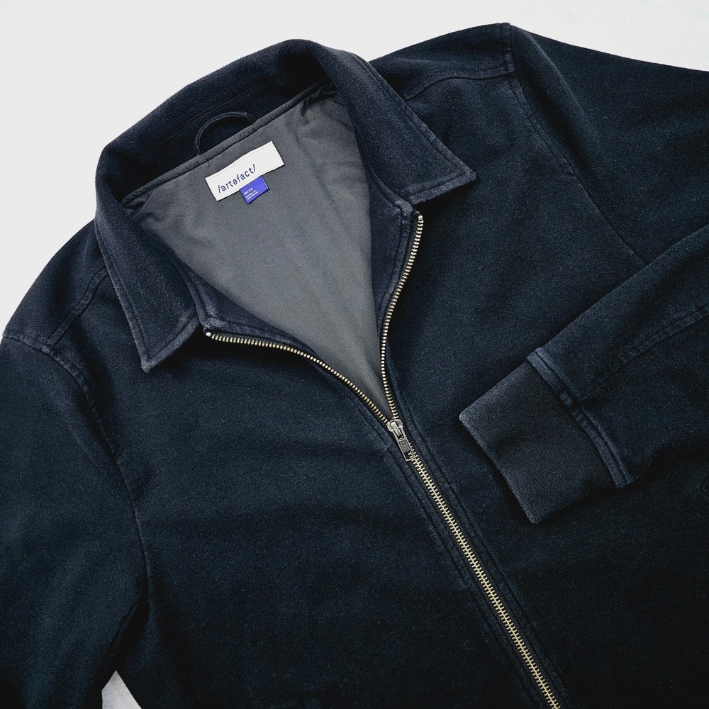 Artefact Bomber Jacket Mens M Black Full Zip Cotton Blend Minimalist Streetwear